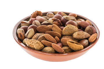 Mixed nuts in the bowl.