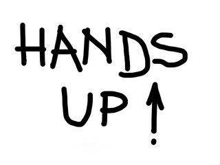 Hands up handwritten concept 