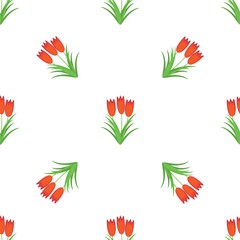 Three red flowers in one bouquet. Seamless Wallpaper pattern.  The ability to stretch to any size in all directions without loss of quality.  Vector illustration.