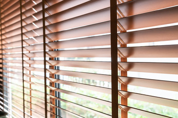 Wooden shutters on the window in the living room