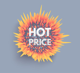 Hote sale. Crystal, mineral or stone. Prickly sphere for design project. Floral art. Background with exploding rays. Abstract vector illustration for advertising, marketing and presentation.