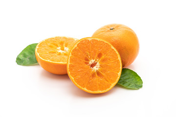 Fresh orange fruits on white background