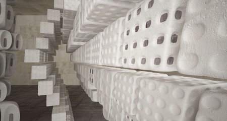 Obraz premium Empty abstract brown concrete room smooth interior. Architectural background. 3D illustration and rendering