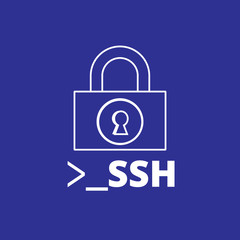 Secure Shell (SSH) concept illustration is a cryptographic network protocol for operating network services securely over an unsecured network.