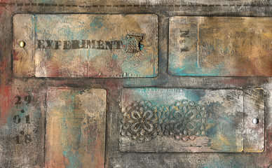 mix media disign with metalic colors and patina