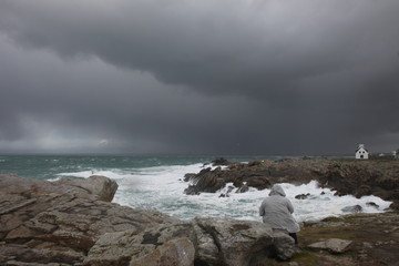 tempête en Bretagne sur les rochers