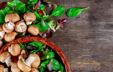 Rucola green fresh salad champignons nutritious fitness salad.