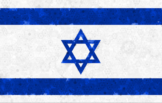 Graphic illustration of Israeli flag with a flower pattern