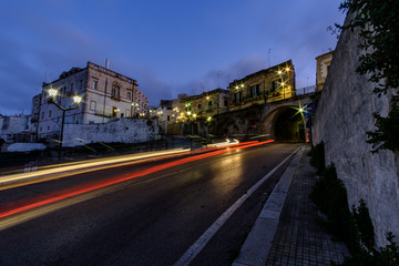 Fototapeta na wymiar Nachtaufnahme Ostuni, Apulien, Lanzeitbelichtung
