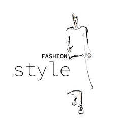 Hand-drawn fashion illustration. Stylish young woman in sunglasses