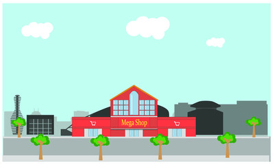 Obraz na płótnie Canvas vector of shopping center in arlington city in united states