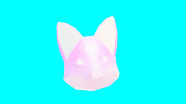 Minimal animation gif art. 3d Fox face
