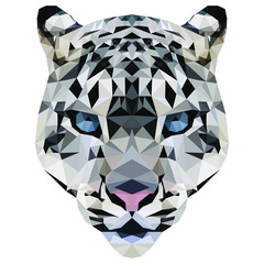 Low poly illustration of a snow leopard
