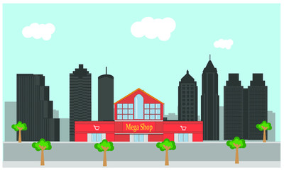 Fototapeta premium vector of shopping center in atlanta city in united states