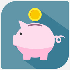 Piggy bank icon. Vector illustration.