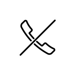 Block or reject call thin line icon. Vector illustration of a phone with a circle and a crossed line