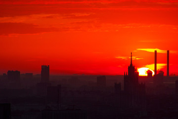 Fototapeta premium The view of the city and the skyscrapers in the center of Moscow Photos taken in winter and summer 2016 in Moscow, building, sky, city 