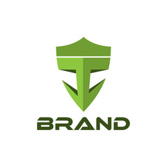 T shield logo template. Stock alphabet logo