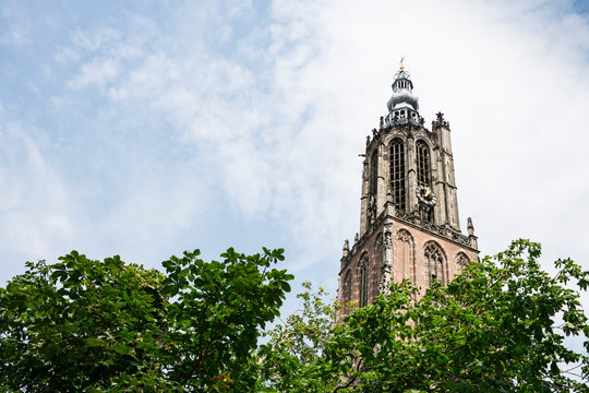 church "Onze Lieve Vrouwekerk" in  Amersfoort, The Netherlands. Space for text