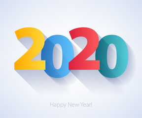 2020 Happy New Year background. Seasonal greeting card template.
