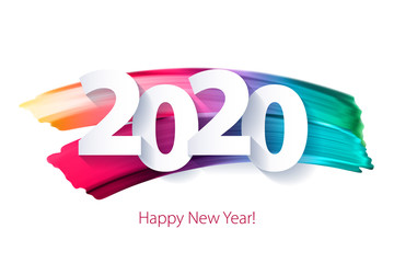 2020 Happy New Year background. Seasonal greeting card template. - obrazy, fototapety, plakaty