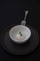  Marshmallow in a plate. Dessert for those who are on a diet. Low-calorie sweets