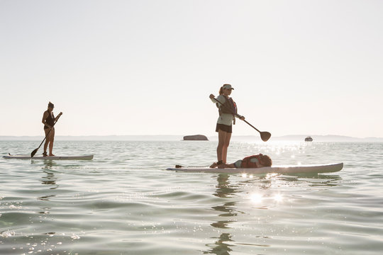 children kayaking and stand up paddle boarding, Isla Espiritu