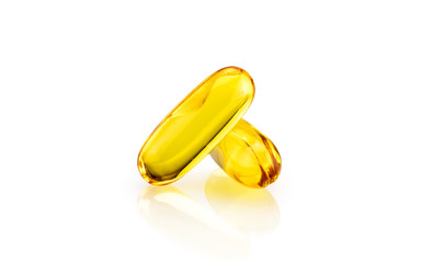 Fish Oil Capsules isolated on white background