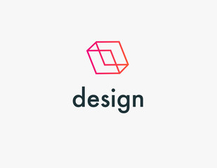 Abstract linear 3d squared logo for company design