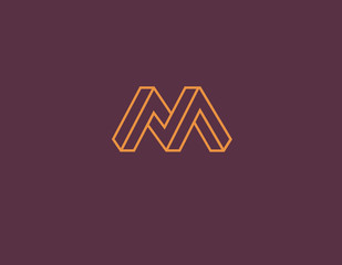 Creative linear geometric logo letter M illusion