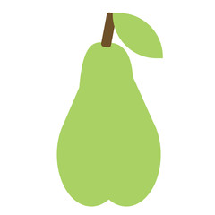 Green pear flat illustration on white