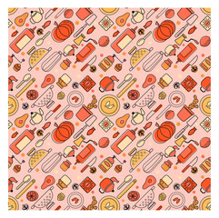 Kitchen pattern flat illustration