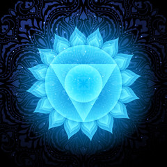 Vishuddha chakra colorful symbol icon. Throat Chakra.