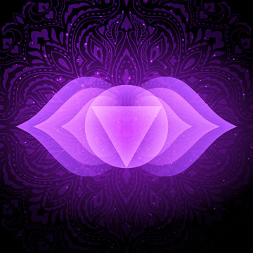 Ajna chakra colorful symbol icon. Third eye chakra.