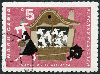 BULGARIA - 1964: shows The Wolf and the Seven Kids, series National Fairy Tales