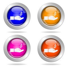 Set of round color icons. Dollar icon