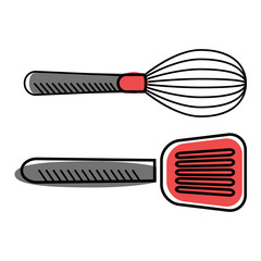 kitchen utensils flat illustration on white