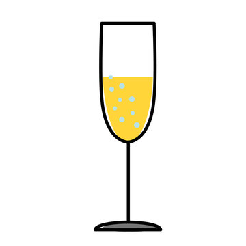 champagne glass flat illustration on white