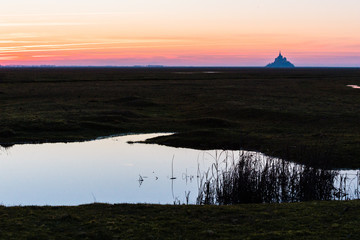 Coucher de soleil baie du mont saint michel
