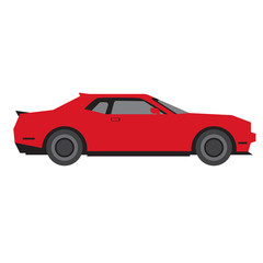 Fototapeta na wymiar red car flat illustration on white