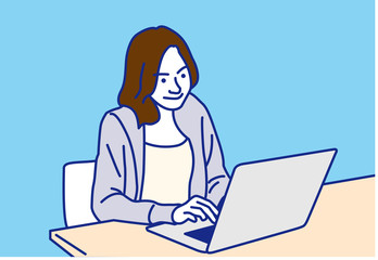 ノートパソコンで仕事をする女性