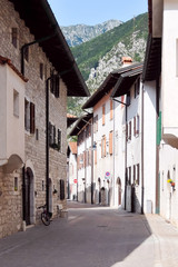 Venzone, Italy. Streets of Venzone, old town, located in the historic Friuli region.