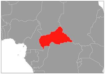 Central African Republic map on gray base