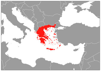 Greece map on gray base