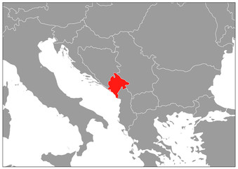 Montenegro map on gray base
