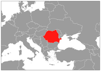 Romania map on gray base