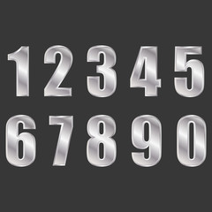 Silver digital numbers vector eps10. Digitals numbers icons.