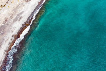 Summer aerial photo of beach and ocean. Free space for your decoration. Gran Canaria island. 