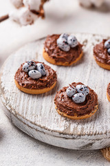Easter  cookies in shape of nest with eggs