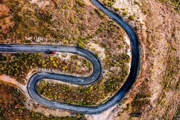 Gran Canaria summer road. Aerial photo 